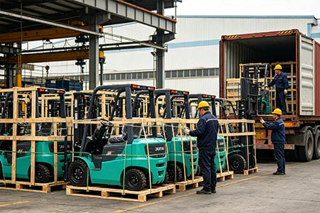 外贸采购全电动四轮叉车